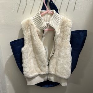 GAP kids, white, faux fur, sweater vest